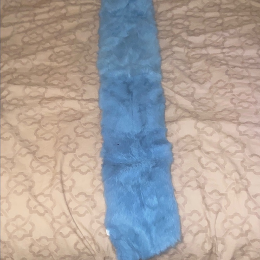 Light blue 100% rabbit fur scarf
